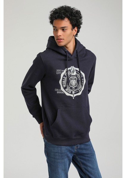 Kapüşonlu Lacivert Slim Fit Hoodie 23FWM64054 fiyatları