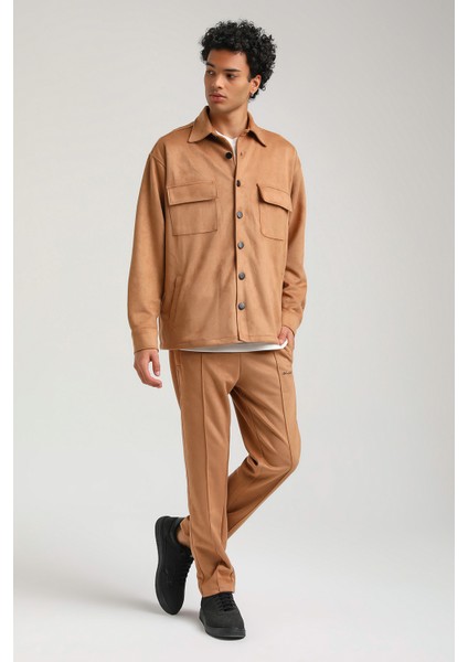Süet Üst Bej Slim Fit Takım 23Fwm64027