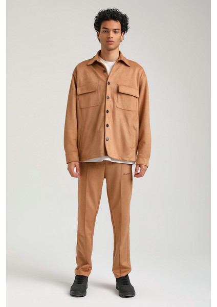 Süet Üst Bej Slim Fit Takım 23Fwm64027