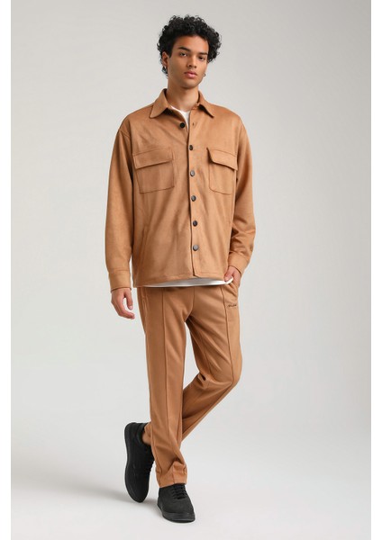 Süet Üst Bej Slim Fit Takım 23Fwm64027