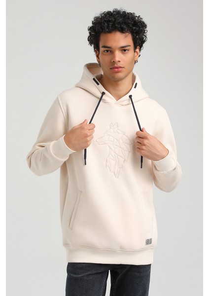 Kapüşonlu Ekru Slim Fit Hoodie 23FWM64041 fiyatları