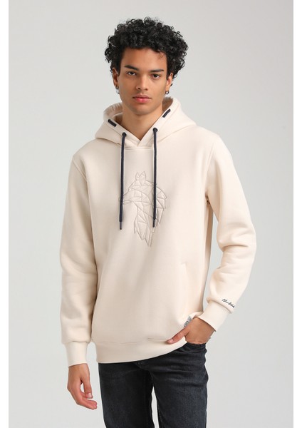 Kapüşonlu Ekru Slim Fit Hoodie 23FWM64041 modelleri