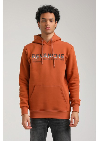 Kapüşonlu Kiremit Slim Fit Hoodie 23FWM64062