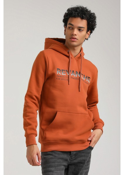 Kapüşonlu Kiremit Slim Fit Hoodie 23FWM64062 modelleri