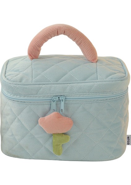 Krem Rengi Kadife Kozmetik Çantası, Büyük Kapasiteli Makyaj Çantası, Iş Gezisi Taşınabilir Saklama Çantası (Yurt Dışından)