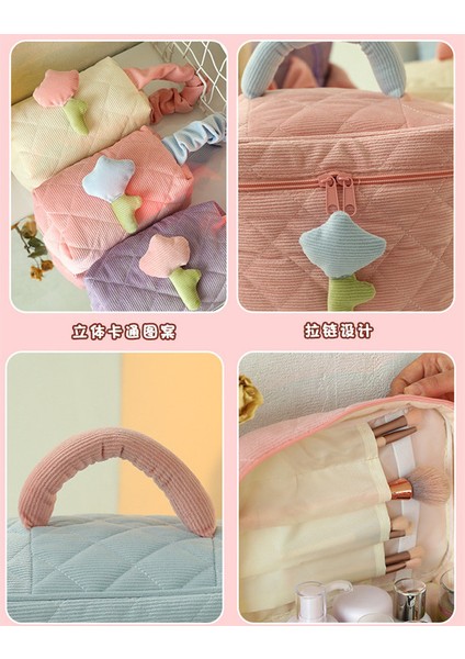 Krem Rengi Kadife Kozmetik Çantası, Büyük Kapasiteli Makyaj Çantası, Iş Gezisi Taşınabilir Saklama Çantası (Yurt Dışından) fırsatları