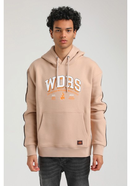 Kapüşonlu Bej Slim Fit Hoodie 23FWM64060