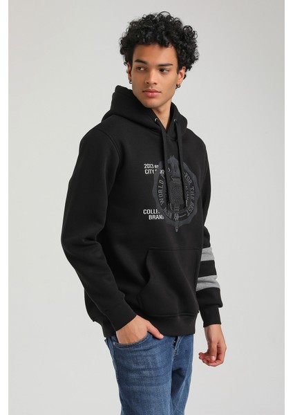 Kapüşonlu Siyah Slim Fit Hoodie 23FWM64054 fiyatları