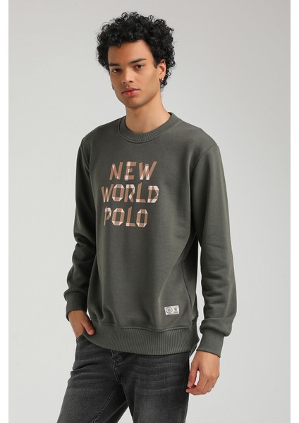 Bisiklet Yaka Haki Slim Fit Sweatshirt 23FWM60161 fiyatları