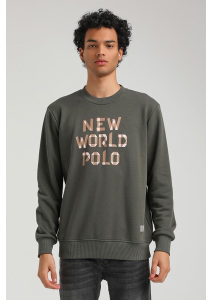 Bisiklet Yaka Haki Slim Fit Sweatshirt 23FWM60161 modelleri