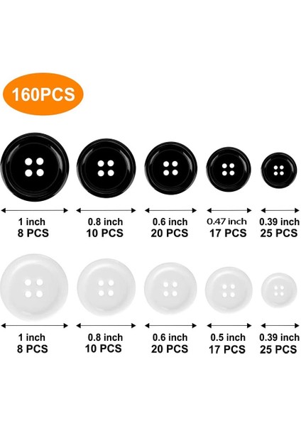 160 Adet Dikiş Düğmeleri Seti Dikiş Flatback Reçine Düğmesi Bölmeli Saklama Kutusu Dikiş Dıy Zanaat Dekorasyon (Yurt Dışından)