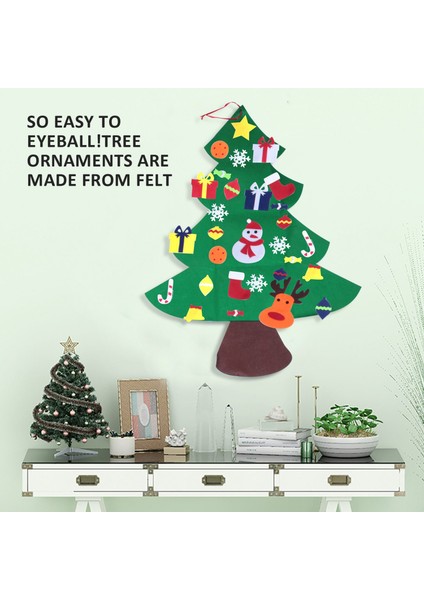 Çocuklar Için Noel Ağacı Keçe 3.2ft Bebekler ile Diy Noel Ağacı Çocuklar Için 30 Adet Süsler Noel Hediyeleri Asılı Ev Kapı Duvarı Noel Süslemeleri (Yurt Dışından)