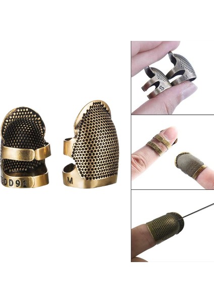6 Parça Dikiş Yüksük Parmak Koruyucu, Dikiş Nakış Iğnesi Için Ayarlanabilir Metal Parmak Kalkanı Koruyucu (Yurt Dışından) modelleri