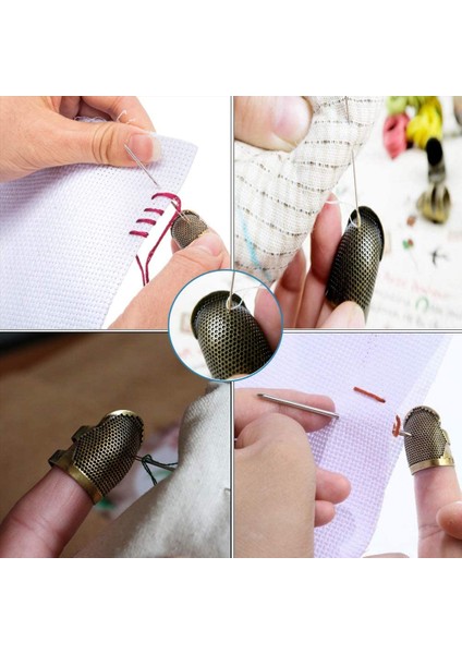 6 Parça Dikiş Yüksük Parmak Koruyucu, Dikiş Nakış Iğnesi Için Ayarlanabilir Metal Parmak Kalkanı Koruyucu (Yurt Dışından) fırsatları