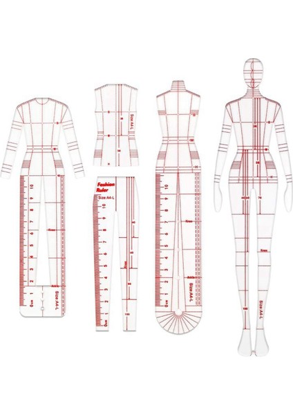 Moda Çizimi Cetveller Eskiz Şablonları Cetvel Dikiş Insansı Desenler Tasarım Giyim Ölçme, B Tipi (Yurt Dışından)