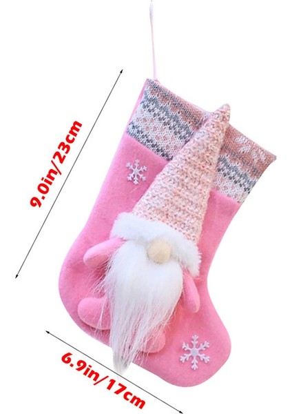 Moda Noel Hediyesi Çorap Peluş Noel Şeker Hediye Çantası Yılbaşı Ağacı Dekorasyon Ev Dekorasyon Pembe (Yurt Dışından)