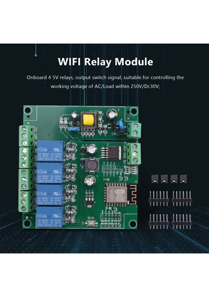ESP8266 ESP-12F Wıfı Röle Modülü 4 Kanal AC90-250V/DC7-30V/5V Geciktirme Röle Anahtarı Arduıno Ide Akıllı Ev Iot Uzaktan (Yurt Dışından) fırsatları