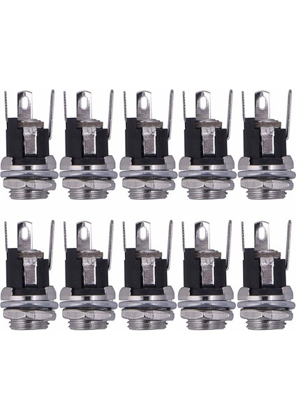 10 Adet Dc Güç Kaynağı Jak Soketi Dişi Panel Montaj Konnektörü 5.5x2.1mm Yeni (Yurt Dışından)