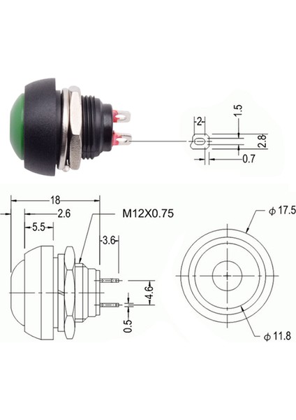 10 Adet 2pin Mini Anahtarı 12MM 1A Su Geçirmez Anahtar PBS-33B 12V Anlık Basmalı Düğme Anahtarı Sıfırlama Olmayan Kilitleme PBS-33B (Yurt Dışından)