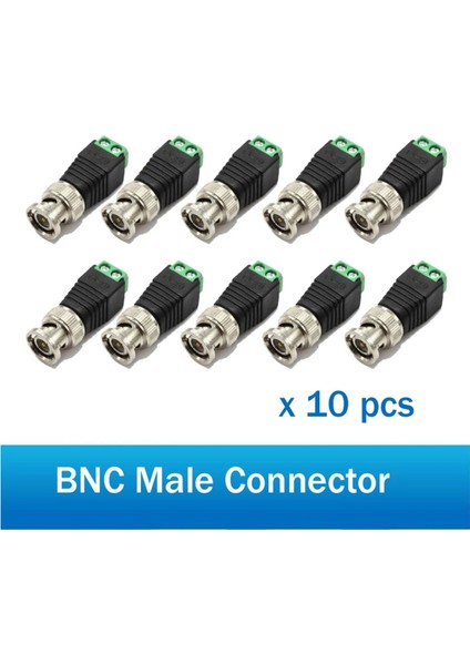 10 Adet Erkek Metal Bnc Konektörü Dc Konnektör Fişi Vidalı Terminal Utp Video Balun Cctv Gözetleme Kamerası Için (Yurt Dışından)