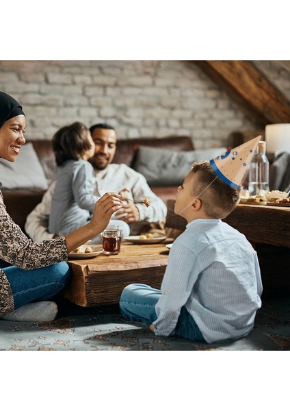 Eid Ramazan Dekorasyon Tema Parti 3D Kağıt Şapka Ay Yıldız Dekorasyon Ramazan Parti Malzemeleri Için (Yurt Dışından)