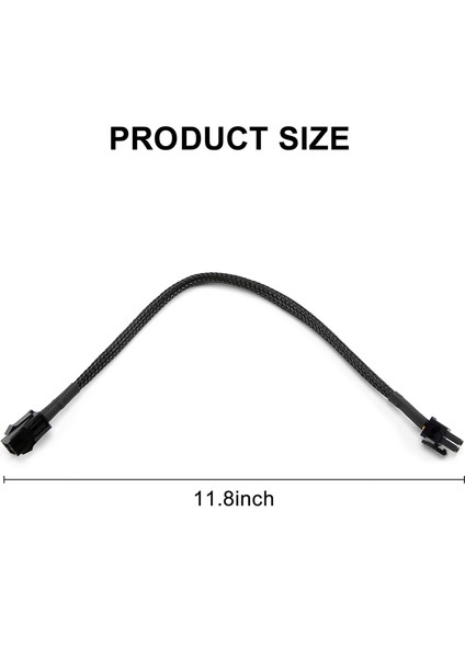 Kollu Atx 4 Pin P4 Erkek - Atx P4 Dişi Cpu Güç Uzatma Kablosu Siyah (Yurt Dışından)