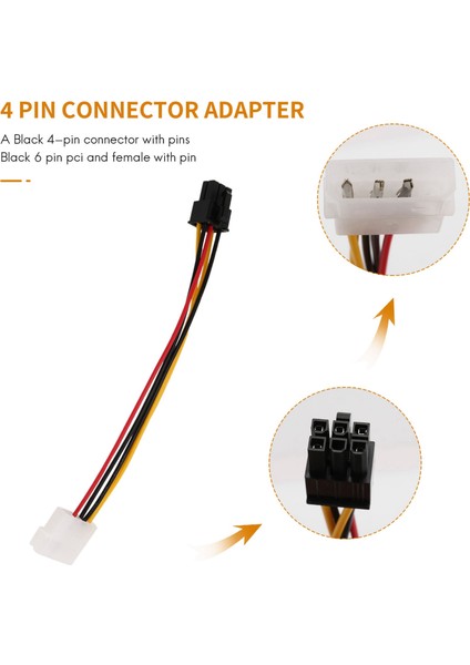 Pcıe Pcı Express Adaptörü Için 4-Pin Erkek - 6-Pin Dişi Soket Güç Kablosu (Yurt Dışından)