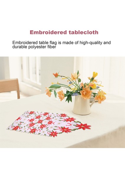 Noel Işlemeli Masa Koşucusu, Noel Süslemeleri Için Lüks Holly Poinsettia Masa Koşucusu, 15 x 70 Inç (Yurt Dışından)