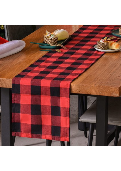 Buffalo Check 13X70 Inç Siyah ve Kırmızı Ekose Masa Koşucu, Parti Noel Etkinlikleri Ev Dekor Için Akşam Yemeği Masa Koşucular (Yurt Dışından) modelleri