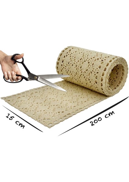 Boho Stilinde Düğün Için Masa Runner Makrome Bej Krem (15 x 200 Cm) Masa Runner,vintage Tığ Rustik,düğün (Yurt Dışından) fiyatları