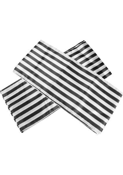 Çizgili Masa Koşucu Polyester Masa Dekor Kapalı Açık Hava Etkinlikleri Için Masa Örtüsü Aile Yemeği (Siyah ve Beyaz, 2 Paket) (Yurt Dışından)