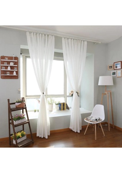 Pencere Beyaz Sırf Perdeler 90 Inç Uzun 2 Panel Sırf Beyaz Perdeler Şeffaf Perdeler Temel Çubuk Cep Paneli (Yurt Dışından)