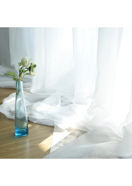 Pencere Beyaz Sırf Perdeler 90 Inç Uzun 2 Panel Sırf Beyaz Perdeler Şeffaf Perdeler Temel Çubuk Cep Paneli (Yurt Dışından)