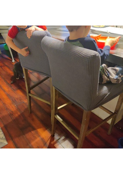 Yeniden Kullanılabilir Pub Sayaç Tabure Sandalye Slipcover Kapakları Streç Çıkarılabilir Yıkanabilir Yemek Odası Sandalyesi Kapakları Mutfak Gri B (Yurt Dışından)
