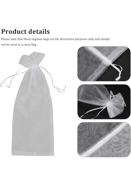 20 Adet Şeffaf Organze Şarap Torbaları 14X37 cm Yeniden Kullanılabilir Basit Şişe Sarma Elbiseler Şenlikli Ambalaj Bebek Duş Düğün Iyilik Örnekleri Ekran Ipli Torbalar (Beyaz) (Yurt Dışından)