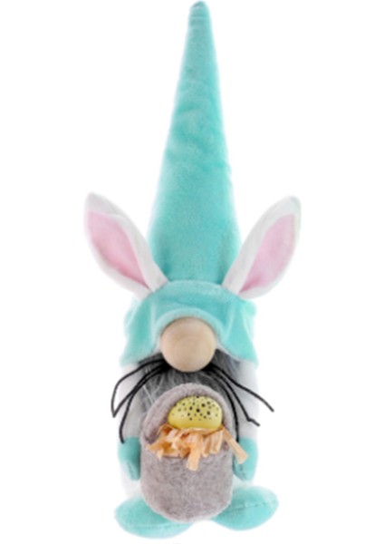 Paskalya Tavşanı Kulak Yüzü Olmayan Gnome Cüce Bebek Mutlu Paskalya Dekorasyonu Ev Için Paskalya Yumurtası Tavşan Çocuklar Hediyeler, Mavi (Yurt Dışından)