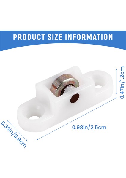 4 Adet Kapı Pencere Dolabı Tek Sürgülü Metal Makaralı Tekerlek 8mm Dmr. (Yurt Dışından)