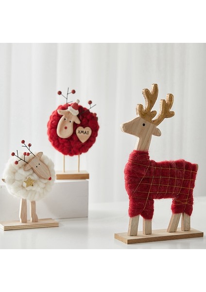 Yeni Iskandinav Noel Ahşap Yün Keçe Dekorasyon Noel Elk Noel Baba Süs Noel Ağacı Masaüstü Dekorasyon C (Yurt Dışından) indirimleri