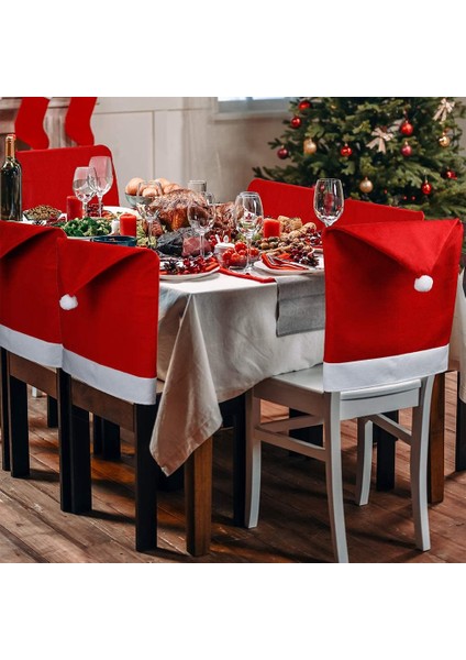 Adet Noel Sandalye Yemek Odası Tatil Noel Süslemeleri Kırmızı Için Noel Baba Şapkası Sandalye Kapakları Kapakları (Yurt Dışından) fiyatları