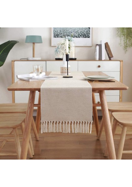 Pamuk Keten Saçak Masa Koşucu, Dokuma Dekoratif Masa Koşucular, Mutfak Dekoru Için Makrome Masa Koşucu 13X70INCH (Yurt Dışından) fiyatları