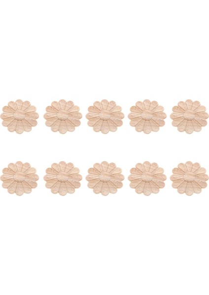 10 Adet Boyasız Yuvarlak Çiçek Desen Ahşap Oyma Aplike Çerçeve Onlay Kabine Mobilya Dekorasyon 6 cm (Yurt Dışından)