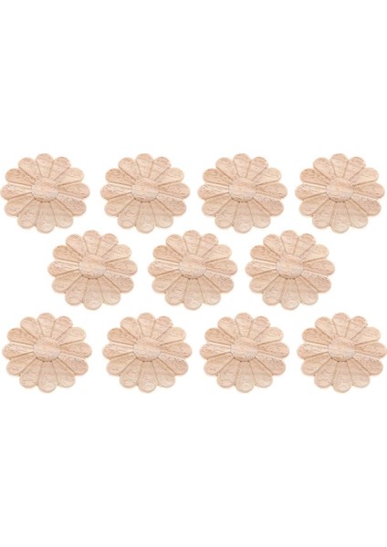 10 Adet Boyasız Yuvarlak Çiçek Desen Ahşap Oyma Aplike Çerçeve Onlay Kabine Mobilya Dekorasyon 6 cm (Yurt Dışından) fiyatları