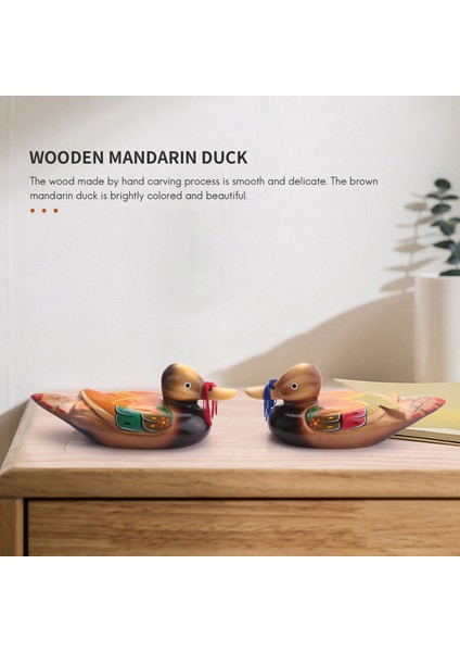 Sevimli Çin Ahşap Mandarin Ördeği ve Ördek Süslemeleri Iç Yatak Odası Odası Dekorasyonu, 2 Adet (Yurt Dışından)
