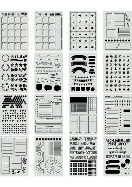 16 Adet Dergi Şablonları Seti - Dergi Şablonları A5 Noktalı Dergiler Için Ultimate Üretkenlik Planlayıcısı Şablonu (Yurt Dışından) fiyatları