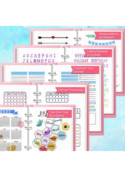 16 Adet Dergi Şablonları Seti - Dergi Şablonları A5 Noktalı Dergiler Için Ultimate Üretkenlik Planlayıcısı Şablonu (Yurt Dışından) modelleri