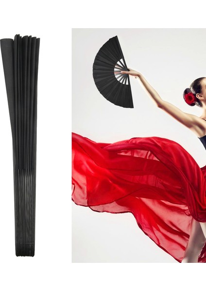 Parça Büyük Katlanır Fan Naylon Kumaş El Katlanır Fan Çin Kung Fu Tai Chi Fan Siyah Dekorasyon Katlama El Fan Parti Iyilik (Yurt Dışından) fiyatları