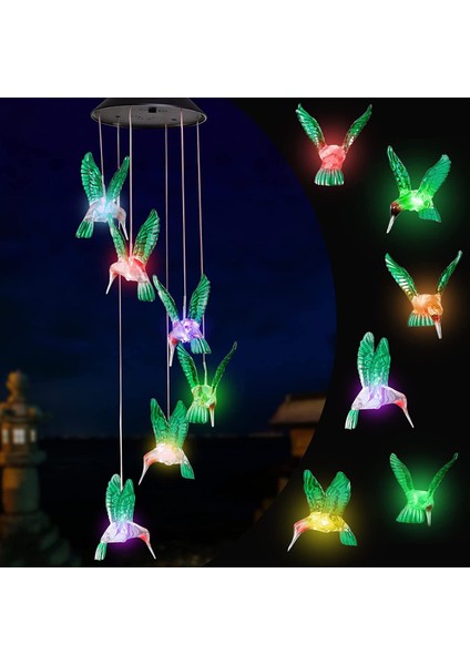 LED Güneş Sinek Kuşu Rüzgar Çanları Anneler Günü Doğum Günü Kadın Büyükanne En Iyi Hediyeler Kapalı Açık Dekor Yard Süslemeleri (Yurt Dışından)