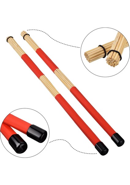 Çift Tambur Fırçaları Geri Çekilebilir Tel Fırçalar Tamburlar Davul Çubukları Fırça + 1 Çift Çubuklar Tambur Fırçaları Çubuklar Tambur Seti (Yurt Dışından) fiyatları