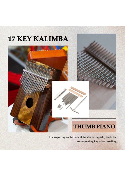 17 Tuşları Kalimba Başparmak Parmak Piyano Dıy Tuşları + Köprü + Tuning Çekiç Kiti Müzik Aleti Parçası Aksesuarları (Yurt Dışından)