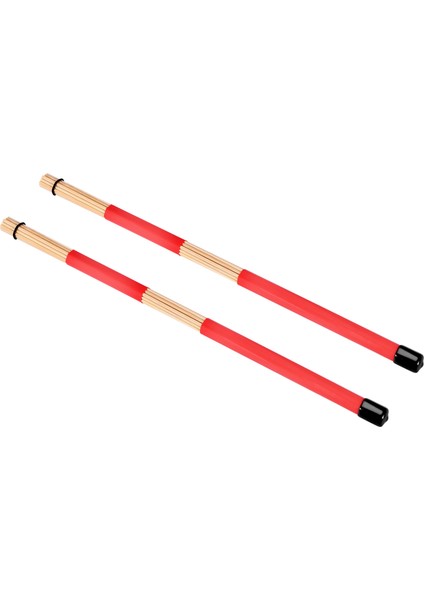 Çift 40CM Bambu Çubuk Davul Fırçaları Caz Halk Müziği Için Çubuklar (Kırmızı) (Yurt Dışından)